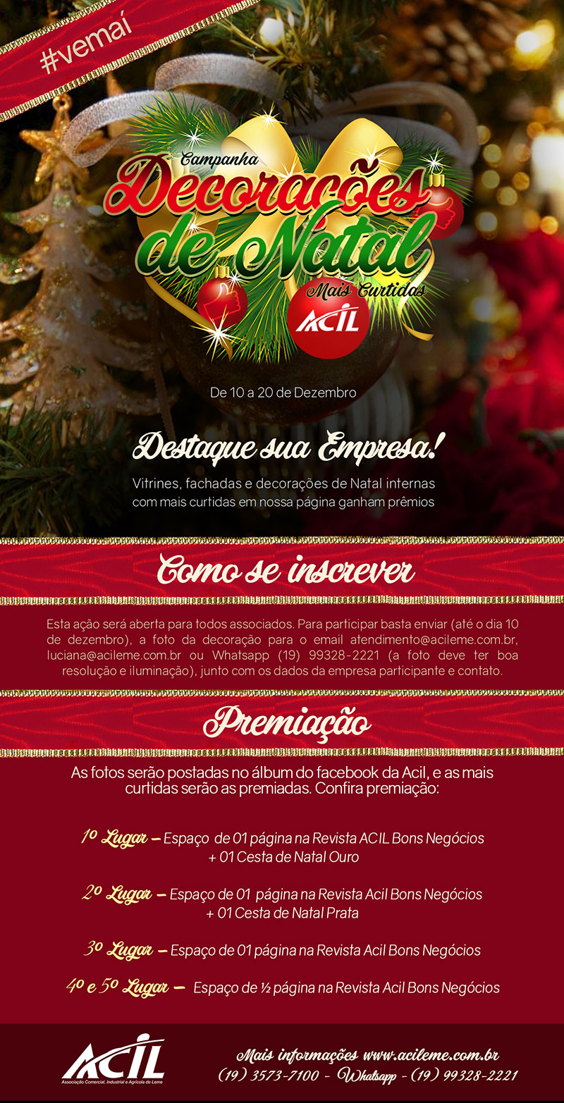 Associado - Participe da Campanha - Decorações de Natal Mais Curtidas | Associação Comercial, Industrial e Agrícola de Leme Associado - Participe da Campanha - Decorações de Natal Mais Curtidas | Associação Comercial, Industrial e Agrícola de Leme